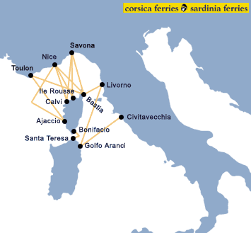 Corsica Sardinia Ferries route map