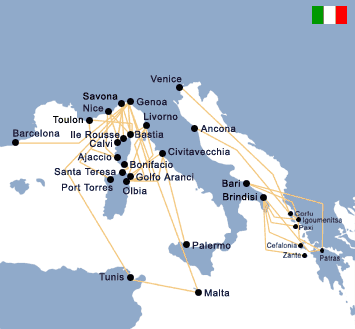 Ferry to Italy terminal map